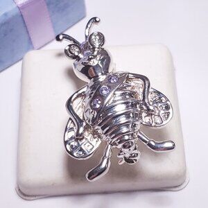 Estate .20ctw Natural Tanzanite & Wht Topaz Sterling Silver Bee Pin/Pendant24101